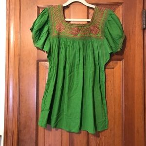 Hand embroidered Mexican tunic shirt.